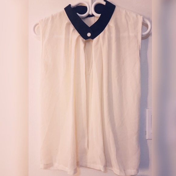 Sleeveless white Chiffon top office wear - Picture 1 of 2